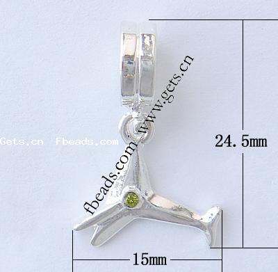 Zinc Alloy European Pendants, plated, with troll & with rhinestone, more colors for choice, 24.5x15x3mm, Hole:Approx 4mm, Sold By PC