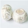 Brass Core European Porcelain Beads, with Brass, Rondelle, real silver plated, without troll, white Approx 5mm 