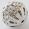 Ball Rhinestone Spacer, Brass, Round, plated, with rhinestone & hollow 17mm Approx 2mm 