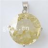 Cubic Zirconia Brass Pendants, Flat Round, faceted Approx 4.5mm 
