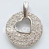 Cubic Zirconia Brass Pendants, Flat Round, faceted Approx 