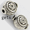 Zinklegierung flache Perlen, flache Runde, plattiert, mit Blumenmuster, keine, frei von Blei, 10x7x5mm, Bohrung:ca. 1.5mm, 1000PCs/Tasche, verkauft von Tasche