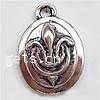 Zinc Alloy Flat Oval Pendants, plated, with flower pattern 