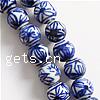 Blue and White Porcelain Beads, Round, hand drawing, 8mm Approx 2mm 