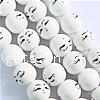 Brushwork Porcelain Beads, Round, hand drawing, white, 15mm Approx 2mm 