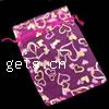 Organza Jewelry Pouches Bags, Rectangle, with heart pattern & translucent 