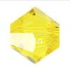 Perle bicône Xilion cristal CRYSTALLIZED™5328, CRYSTALLIZED™, facettes, jaune citrine, 4mm Vendu par sac