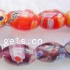 Millefiori Glass Beads, Oval Inch 