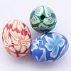 Polymer Clay Jewelry Beads, Oval, with flower pattern, mixed colors Approx 2.5mm [
