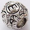Zinc Alloy European Alphabet Beads, Round, plated, with letter pattern & without troll 10mm Approx 4mm 