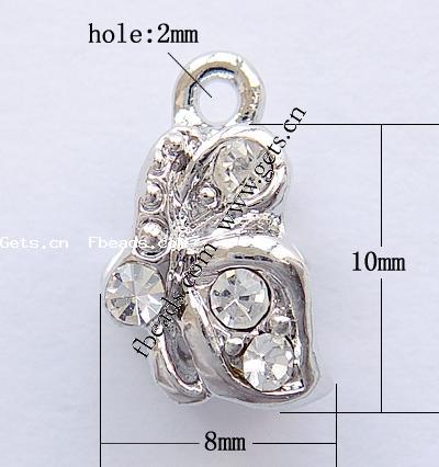Zinc Alloy Bail Beads, Butterfly, plated, without troll, more colors for choice, nickel, lead & cadmium free, 10x8x9mm, Hole:Approx 2mm, Sold By PC