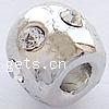Rhinestone Zinc Alloy European Beads, Drum, plated, without troll & with rhinestone nickel, lead & cadmium free Approx 3mm 