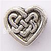 Zinklegierung Herz Perlen, plattiert, keine, frei von Kadmium, 10x9x5mm, Bohrung:ca. 1mm, ca. 600PCs/Tasche, verkauft von Tasche