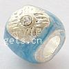 Enamel Zinc Alloy European Beads, Rondelle, plated, with rhinestone & large hole nickel, lead & cadmium free Approx 4.5mm 