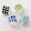 Rhinestone Zinc Alloy European Beads, Tube, plated, without troll & with rhinestone nickel, lead & cadmium free Approx 6mm 
