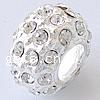 Rhinestone Zinc Alloy European Beads, Rondelle, plated, without troll & with rhinestone nickel, lead & cadmium free Approx 8mm 