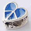 Enamel Zinc Alloy European Beads, Heart, plated, without troll & large hole Approx 4mm 