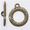 Zinc Alloy Toggle Clasp, Round, hammered & single-strand 1 Approx 2mm 