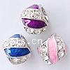 Enamel Zinc Alloy European Beads, Drum, plated, Customized & without troll & with rhinestone & large hole Approx 7mm 