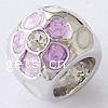 Enamel Zinc Alloy European Beads, Rondelle, plated, with rhinestone & large hole Approx 7mm 