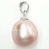 Cultured Pearl Sterling Silver Pendants, 925 Sterling Silver, with pearl, Oval Approx 