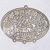 Filigree Stainless Steel Stamping Connector, Flat Oval, 1/3 loop & hollow, original color Approx 1mm 