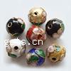 Filigree Cloisonne Beads, Round, with flower pattern, 20mm 
