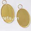 Brass Pendant Cabochon Setting, Flat Oval, plated Inner Approx 