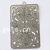 Filigree Stainless Steel Stamping Pendant, Rectangle, hollow, original color Approx 1.5mm 
