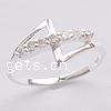 Cubic Zirconia Sterling Silver Finger Ring, 925 Sterling Silver, plated, with cubic zirconia 9mm Approx 17mm, US Ring .5 