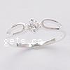 Cubic Zirconia Sterling Silver Finger Ring, 925 Sterling Silver, plated, with cubic zirconia 4.5mm Approx 18mm, US Ring 