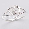 Cubic Zirconia Sterling Silver Finger Ring, 925 Sterling Silver, Heart, plated, with cubic zirconia 8mm Approx 17.5mm, US Ring 