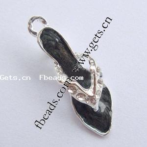 Zinc Alloy Shoes Pendants, with Rhinestone, plated, enamel & with rhinestone, more colors for choice, 26x8x7mm, Sold By PC