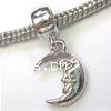 Zinc Alloy European Pendants, Moon, plated, without troll nickel, lead & cadmium free Approx 4.5mm 
