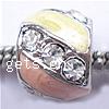 Enamel Zinc Alloy European Beads, Drum, plated, without troll & with rhinestone & large hole Approx 6.5mm 