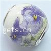 Brass Core European Porcelain Beads, porcelaine, avec laiton, tambour, sans filetage & décalque, violet Environ 5mm, Vendu par PC