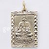 Buddhist Jewelry Pendant, Brass, Rectangle, plated Approx 7mm 