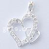 Cubic Zirconia Sterling Silver Pendants, 925 Sterling Silver, Heart, with cubic zirconia Approx 