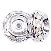 Rondelle Rhinestone Spacer, with Brass, Flat Round, plated nickel, lead & cadmium free 