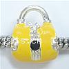 Enamel Zinc Alloy European Beads, Handbag, plated, without troll & with rhinestone & large hole Approx 5mm 