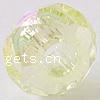 Kernlose Europa Kristall Perlen , Rondell, AB Farbe & ohne troll & facettierte, limonengelb, 14.5x8mm, Bohrung:ca. 5.5mm, verkauft von PC
