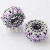 Cubic Zirconia Thailand Sterling Silver European Beads, Rondelle, with cubic zirconia Approx 4.5mm 