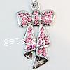Zinc Alloy Bowkont Pendants, with Rhinestone, Ribbon, platinum color plated, with rhinestone Approx 3mm 