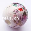 Perles porcelaine D, Rond, avec le motif de fleurs & décalque, 16mm Environ 4mm, Vendu par PC