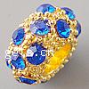 Rhinestone European Beads, Brass, Rondelle, plated, without troll & with rhinestone Approx 5mm 