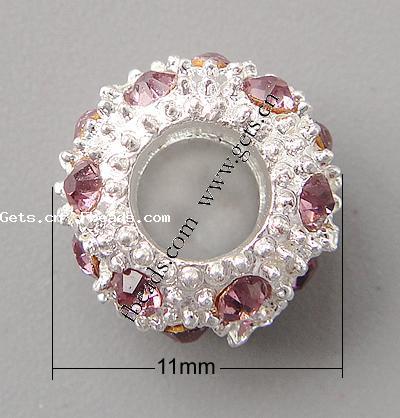 European perles strass, avec alliage de zinc, rondelle, Placage, avec les strass de catégorie A, plus de couleurs à choisir, sans cadmium, 11x6mm, Trou:Environ 5mm, Vendu par PC
