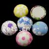 Cloth Woven Beads, with Wood, Flat Round, with flower pattern & no hole 