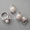 Sterling Silver Freshwater Pearl Jewelry Sets, 925 Sterling Silver, pendant & finger ring & earring, with pearl, platinum plated, with cubic zirconia  Approx 4mm, US Ring 