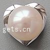 Cultured Pearl Sterling Silver Pendants, 925 Sterling Silver, with pearl, Heart, platinum plated Approx 3mm 