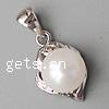 Cultured Pearl Sterling Silver Pendants, 925 Sterling Silver, with pearl, Teardrop, platinum plated Approx 